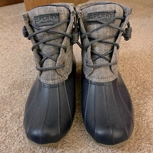 Gray and Blue Sperry Duck Boots